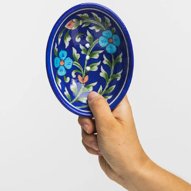 TRANQUILLO Zeep schaaltje van keramiek BLUE BLOOM Handmade & Fairtrade