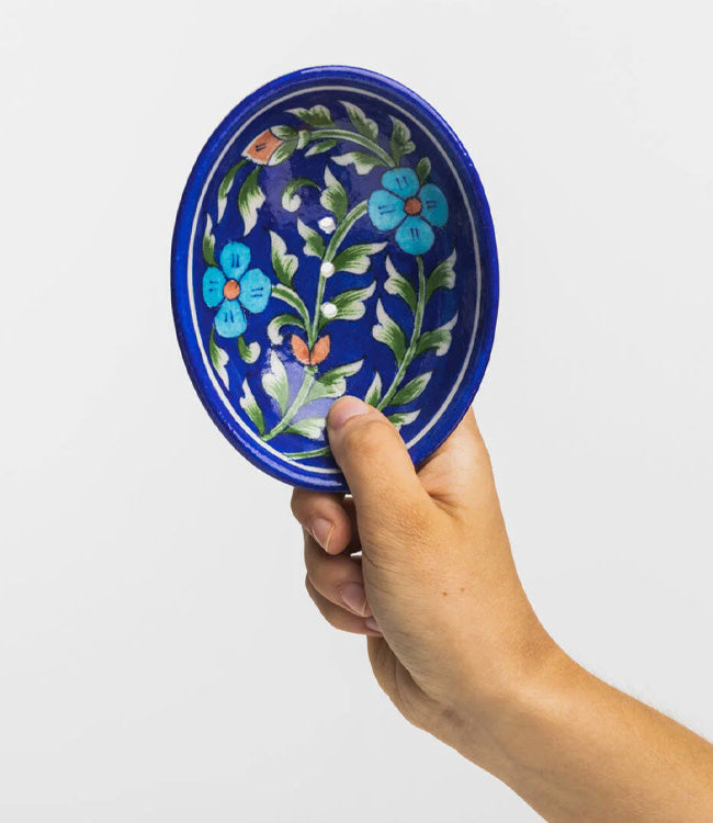 TRANQUILLO Zeep schaaltje van keramiek BLUE BLOOM Handmade & Fairtrade