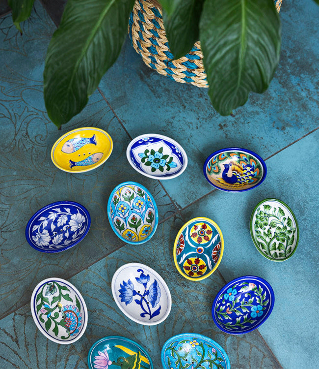 TRANQUILLO Zeep schaaltje van keramiek BLUE BLOOM Handmade & Fairtrade