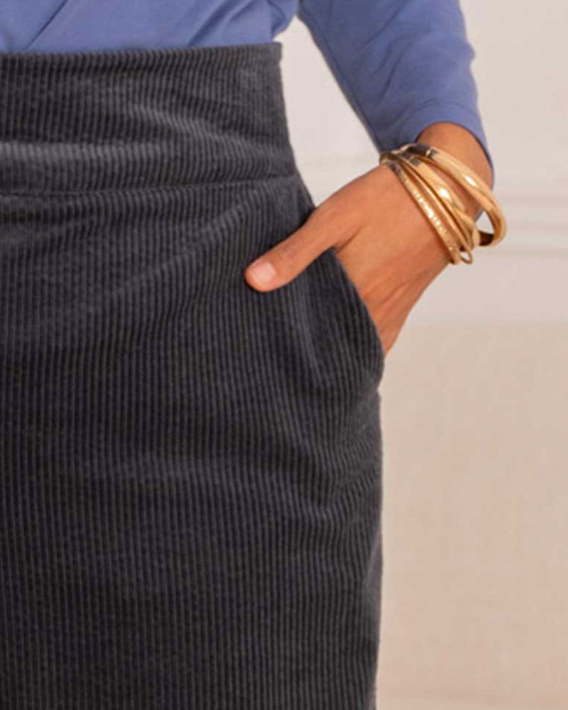 WIDDA high waist pantalon GWEN BLUE bio katoen corduroy