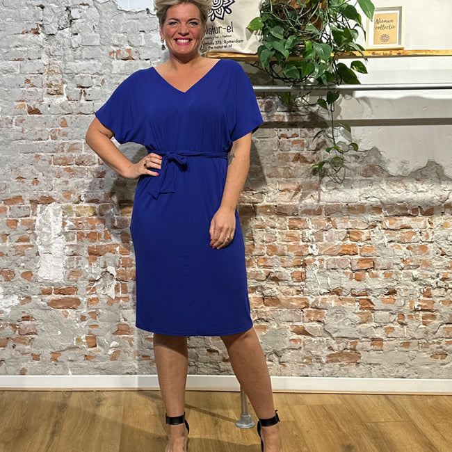 WIDDA reversible jurk ANNA KOBALT van modal jersey met ceintuur