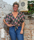 WiDDA v-hals blouse met strik WRAP DASH van tencel