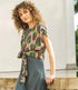 WiDDA v-hals blouse met strik WRAP DASH van tencel