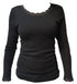 ENGEL Wol zijde longsleeve dames ZWART MET KANT wollen ondergoed