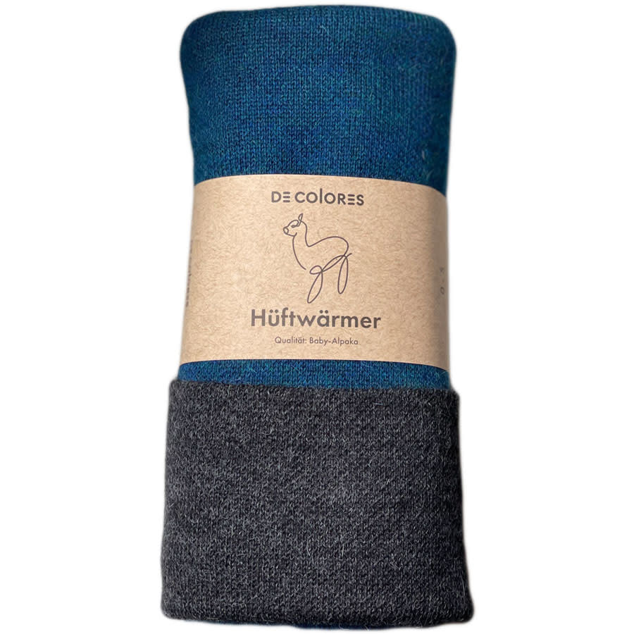 Wollen Nierwarmer van baby alpaca PETROL ZWART 75 reversible