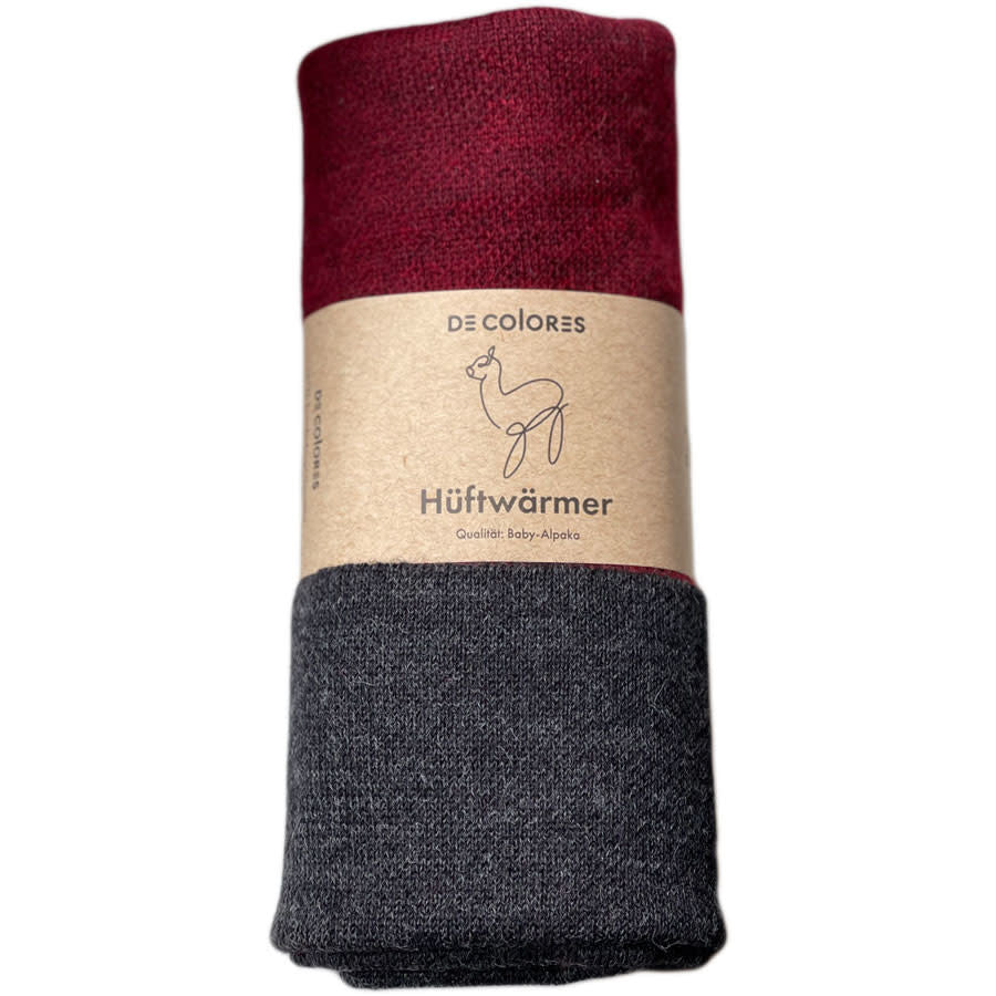 Wollen Nierwarmer van baby alpaca ROOD ZWART 47 reversible
