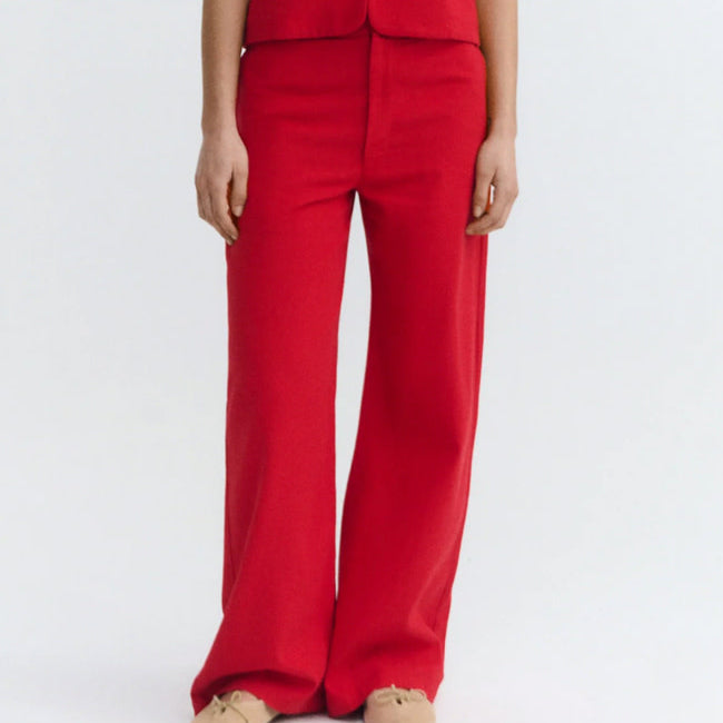 THINKING MU high rise broek KARINA RED van biologisch katoen