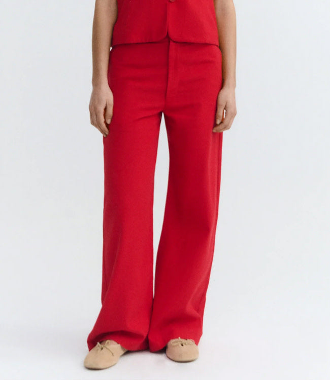 THINKING MU high rise broek KARINA RED van biologisch katoen