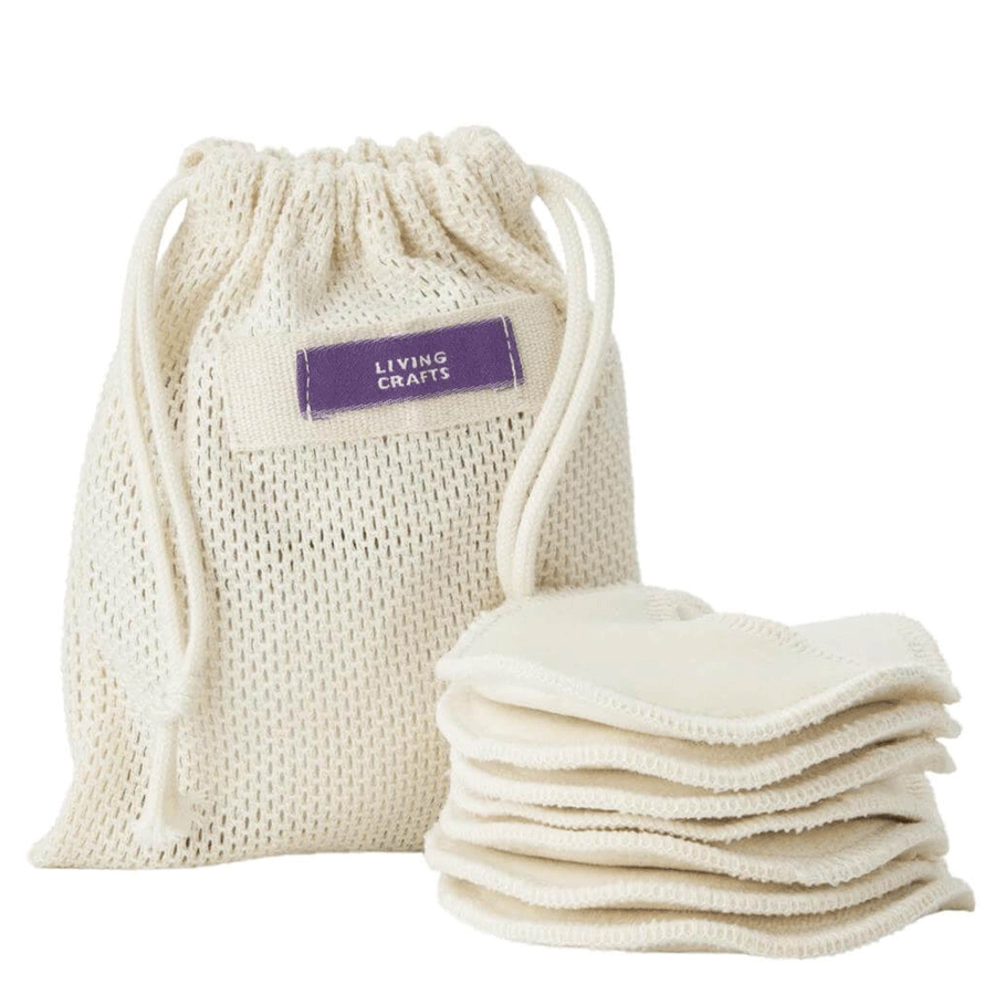 ZERO WASTE Wasbare watten schijfjes biologisch katoen (7 stuks) Living Crafts